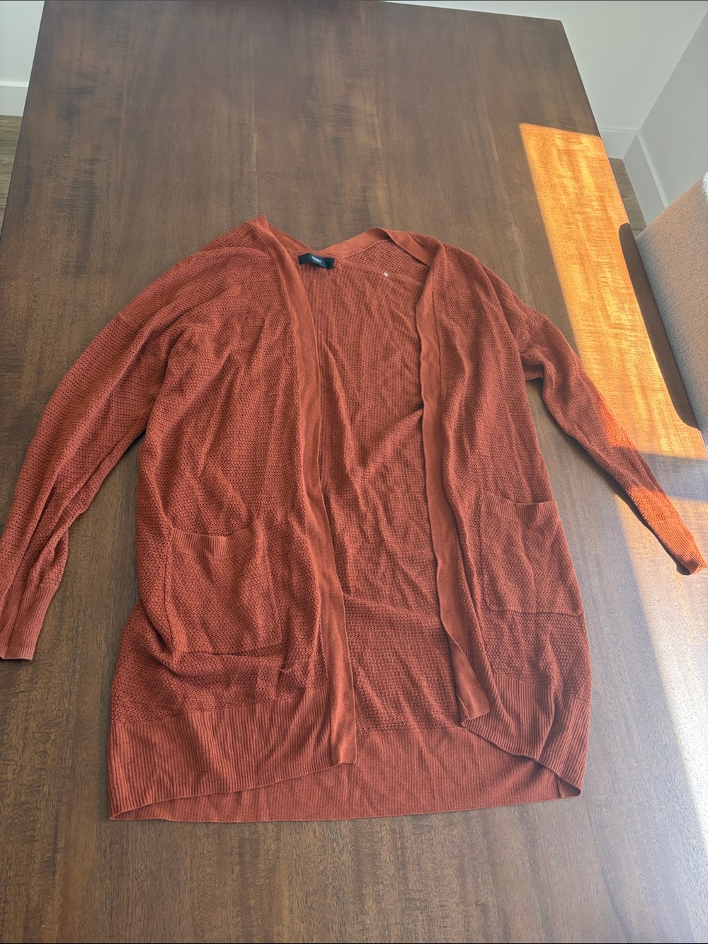 Rust Open-Front Women's Cardigan Sweater